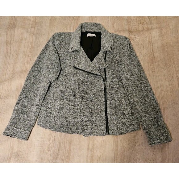 Ann Taylor Loft Peites Size S Gray Moto Zip Short Jacket Lined Office - Picture 1 of 8